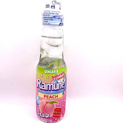 Sangaria Narurally Flavored Ramune Premium Carbonated Soft Drink Peach Flavor (Japan)